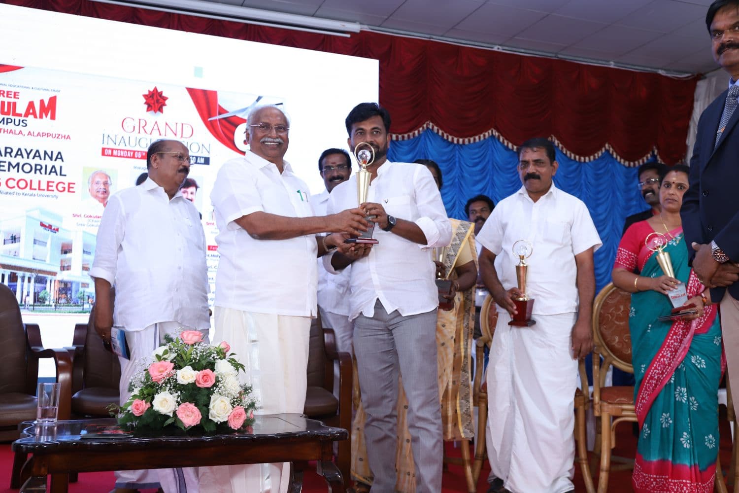 Trophy presentation at an inauguration ceremony